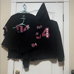 PINK vs Black & Pink Hoodie and Shorts Set